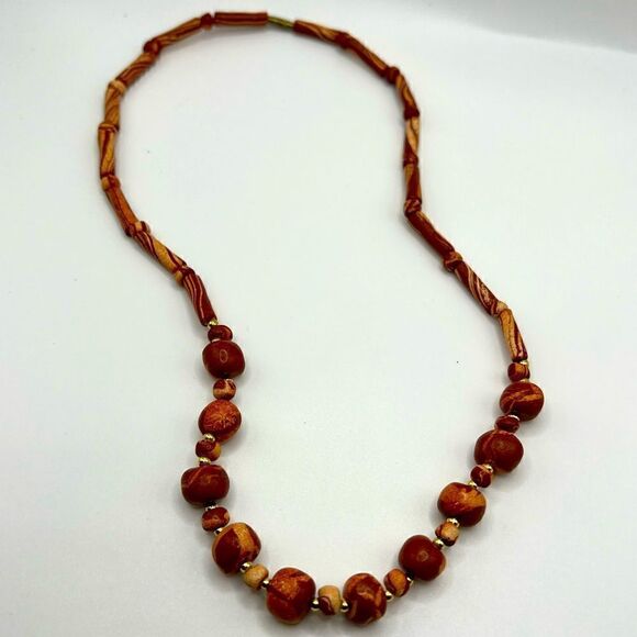 *3/$20* Vintage wooden look beaded necklace - Picture 4 of 4